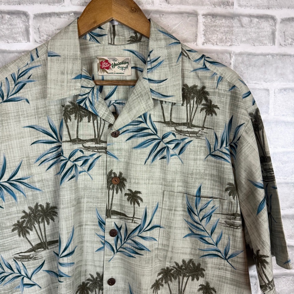 Hilo Hattie The Hawaiian Original Mens Large Cotton Palm Tree Tropical Shirt
